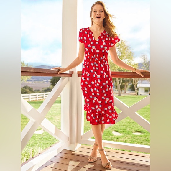 Talbots Floral dress with flutter sleeves - Picture 3 of 4